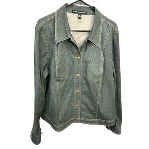 Company Ellen Tracy Womens Denim Jacket Size 18 Blue Button Front